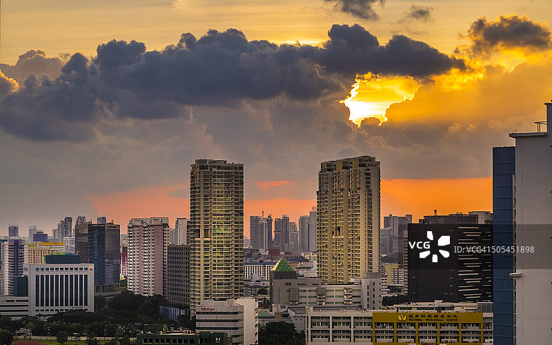 新加坡市中心日落美景图片素材