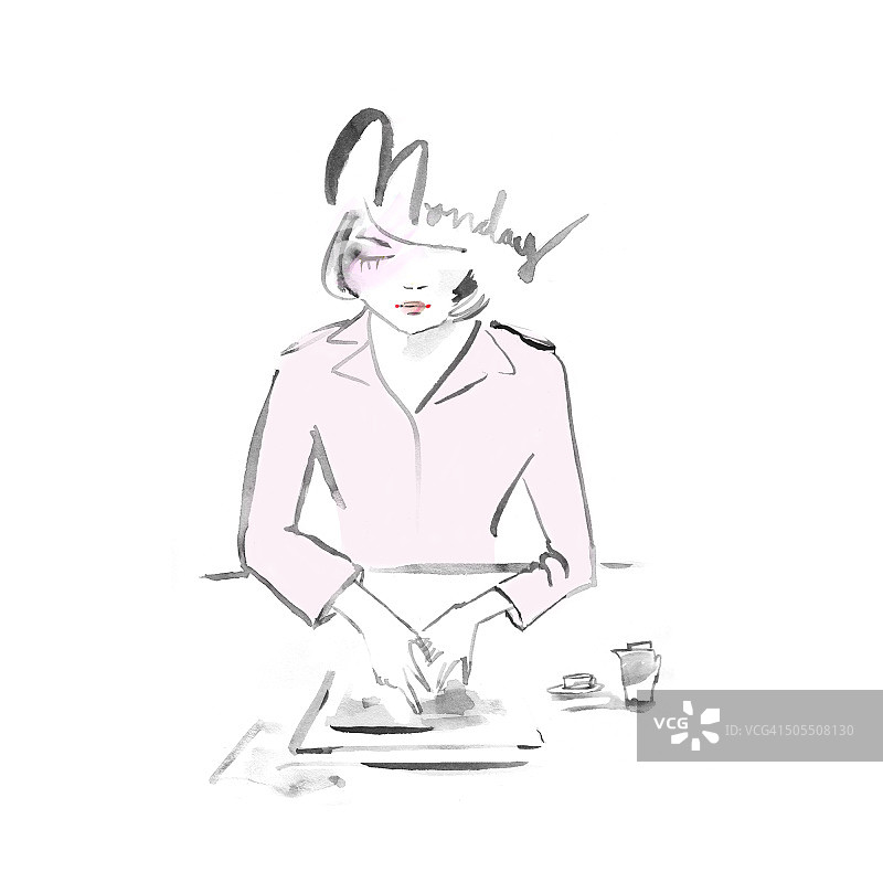 星期一咖啡少女图片素材