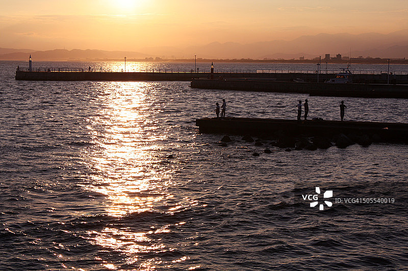 江之岛海域日落图片素材
