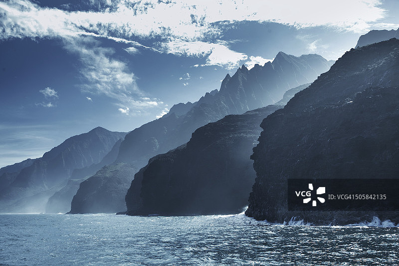 可爱岛崎岖的纳 Pali 海岸图片素材