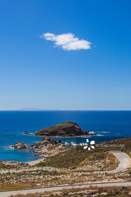 卡里斯特斯山脉海景，希腊图片素材