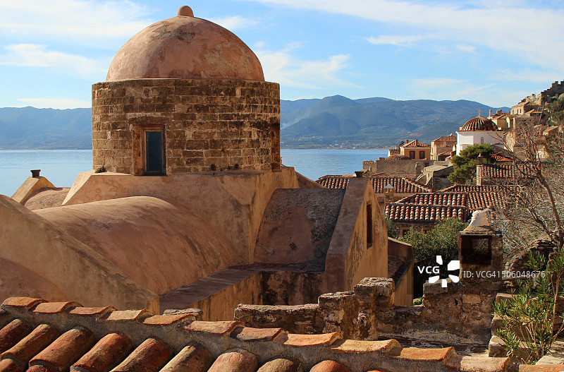 希腊莫奈姆瓦夏下镇景观图片素材