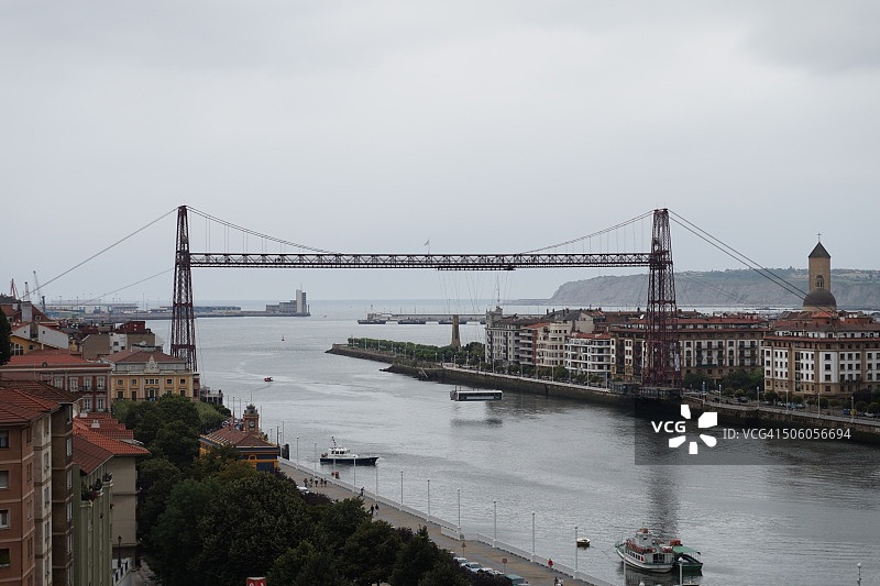 葡萄牙葡萄牙莱特 Vizcaya 大桥的远景图片素材