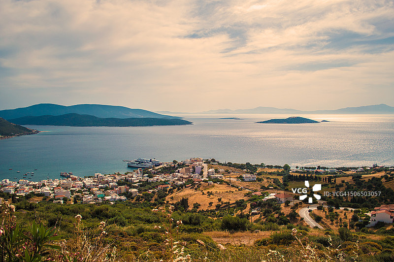 从希腊埃维亚岛卡里斯特斯看海景图片素材