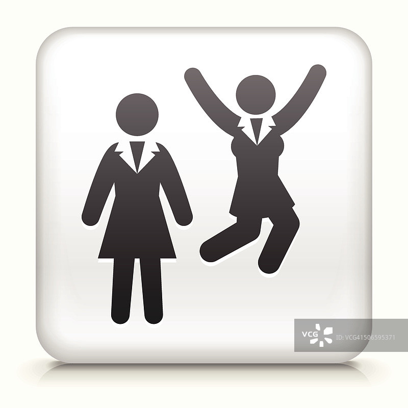 带有成功女商人的方形按钮矢量艺术图片素材