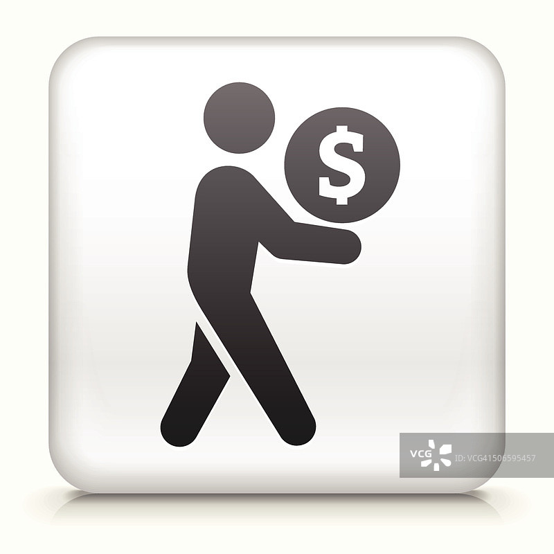 带手持金钱图案的方形按钮免版税矢量图图片素材
