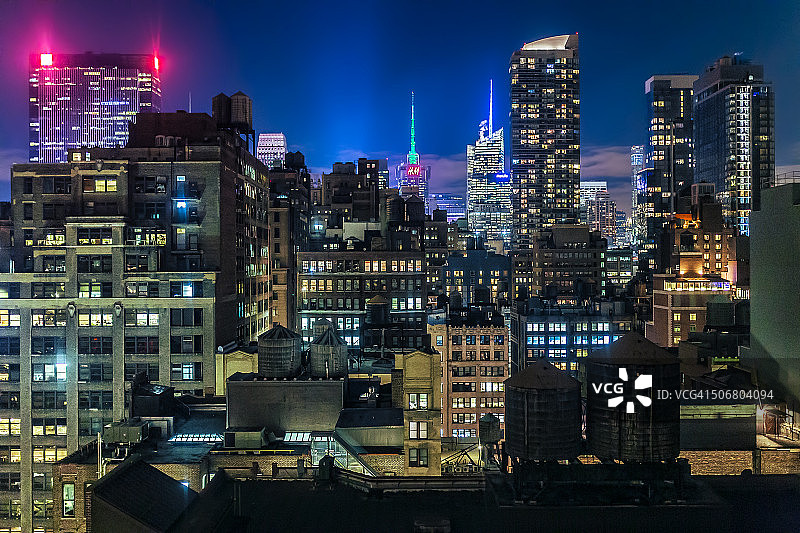 曼哈顿夜景图片素材