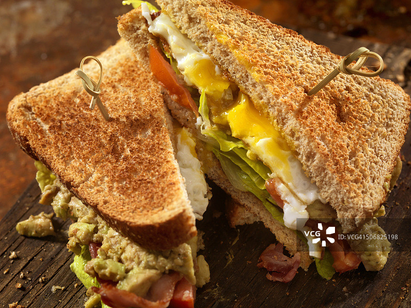 牛油果鸡蛋BLT三明治图片素材
