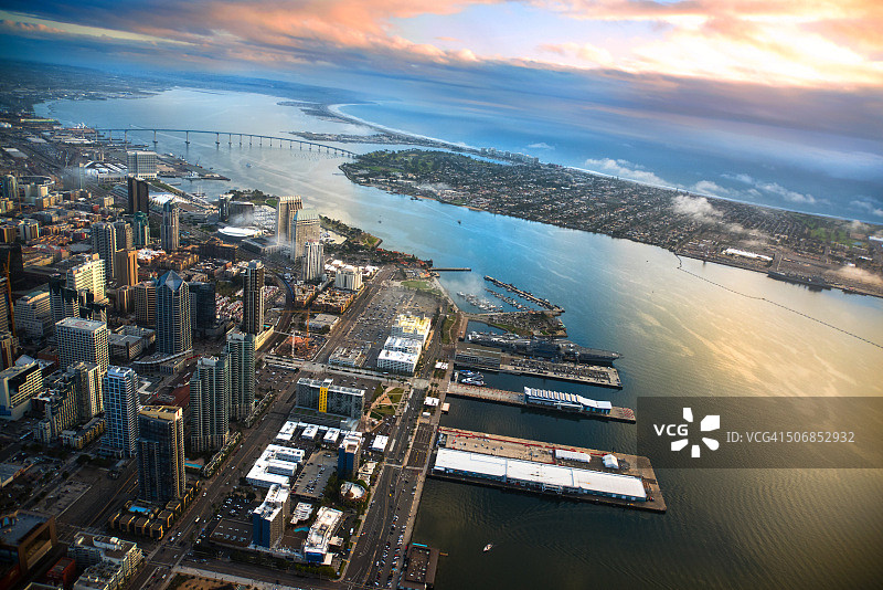 圣地亚哥和科罗纳多航拍景观图片素材