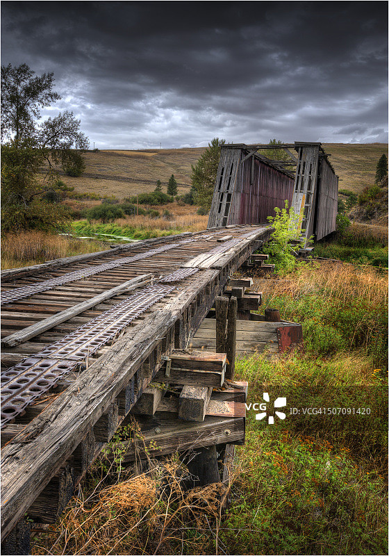 华盛顿州豪尔桁架桥，美国图片素材
