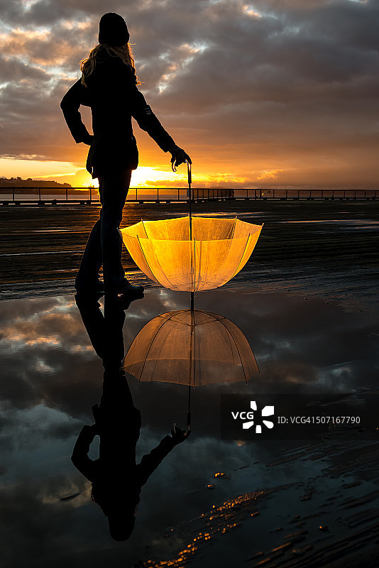 西雅图金色日落图片素材