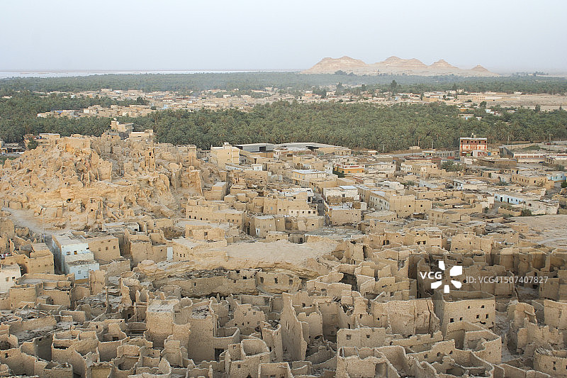 锡瓦绿洲的泥砖房屋图片素材