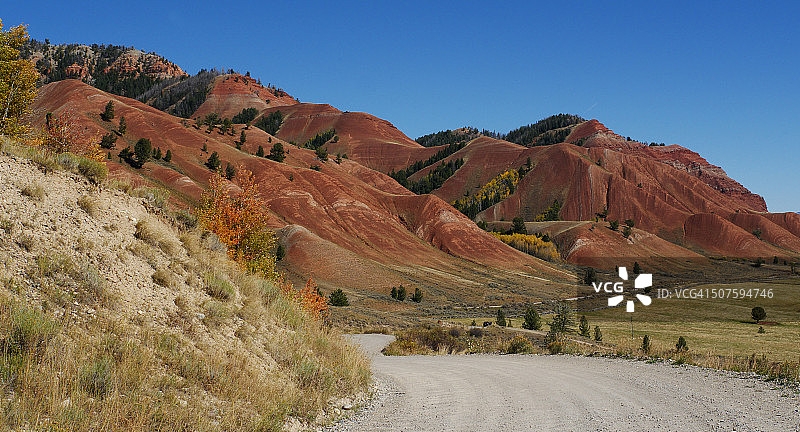 红色山丘-凯利土路-提顿国家森林公园图片素材