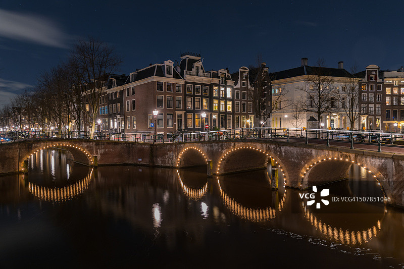 阿姆斯特丹运河上的桥图片素材