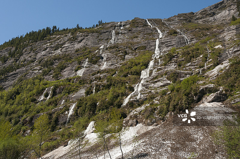 斯基纳河的风景与瀑布图片素材