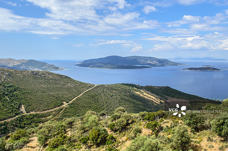 希腊埃维亚岛海景和海岸线图片素材