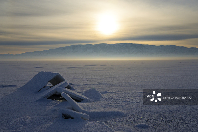 冬季的犹他湖图片素材