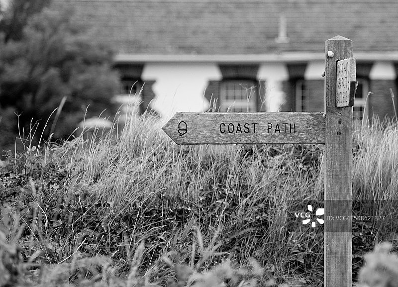 德文郡的海岸路标图片素材