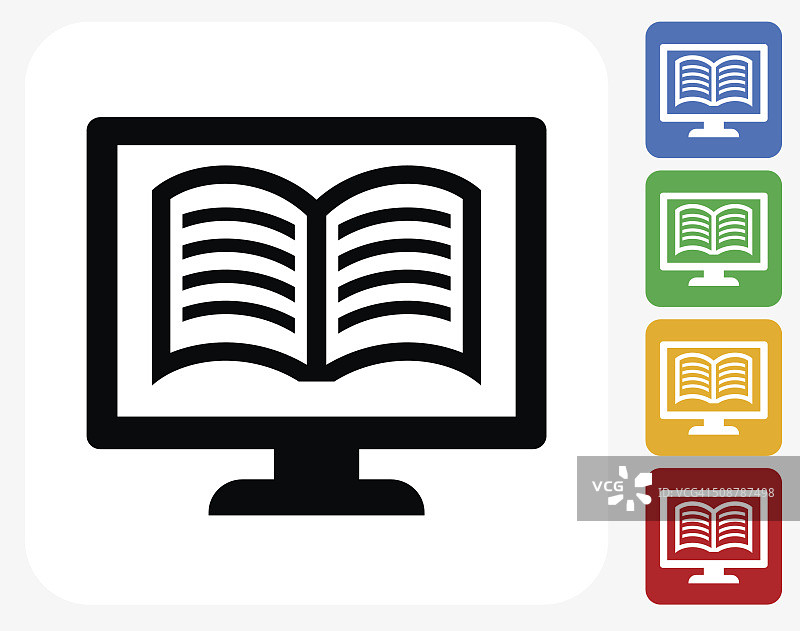 在线书籍图标扁平风格设计图片素材