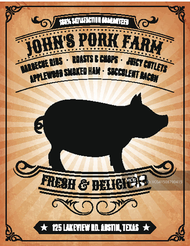 免版税矢量背景海报上的养猪场图片素材