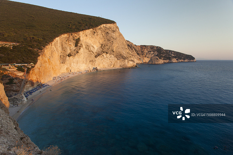 希腊莱夫卡达岛日落海滩图片素材