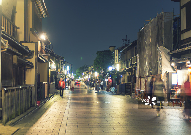 京都夜生活中心祇园夜景图片素材