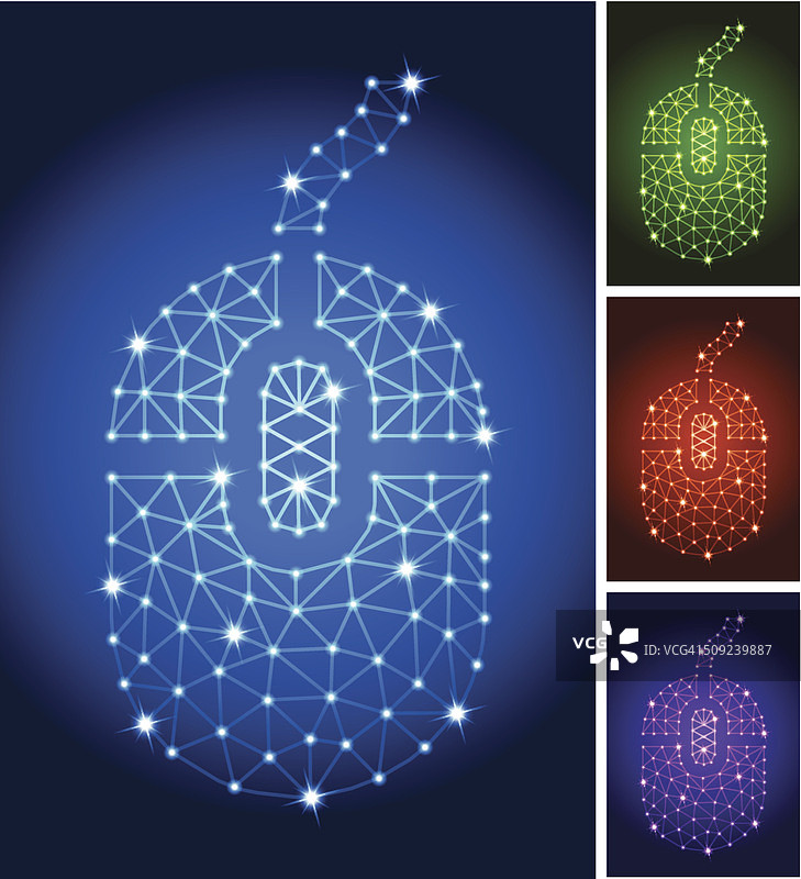 三角形节点连接结构上的电脑鼠标矢量图图片素材