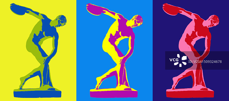 铁饼运动员波普艺术复古风图片素材