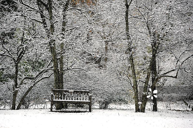 雪地里的长椅图片素材
