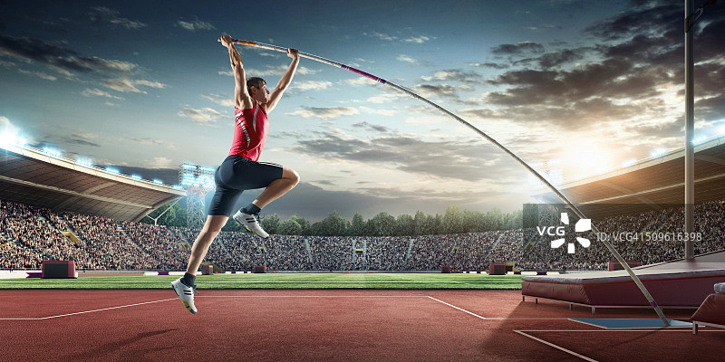 男子撑杆跳运动员图片素材