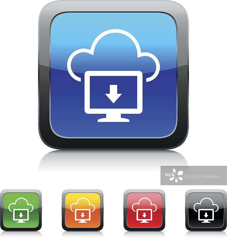 彩色按钮上的云计算图标-StyleSeries图片素材