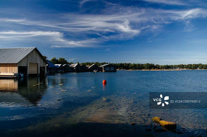 奥兰群岛埃克勒市卡灵松的船屋图片素材