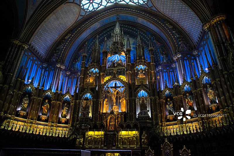 加拿大蒙特利尔圣母大教堂内部图片素材