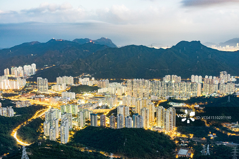 香港城市景观：狮子山视角图片素材