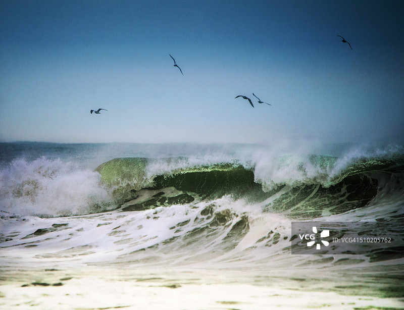 纽约长岛罗伯特·摩西州立公园冬季海滩景色图片素材