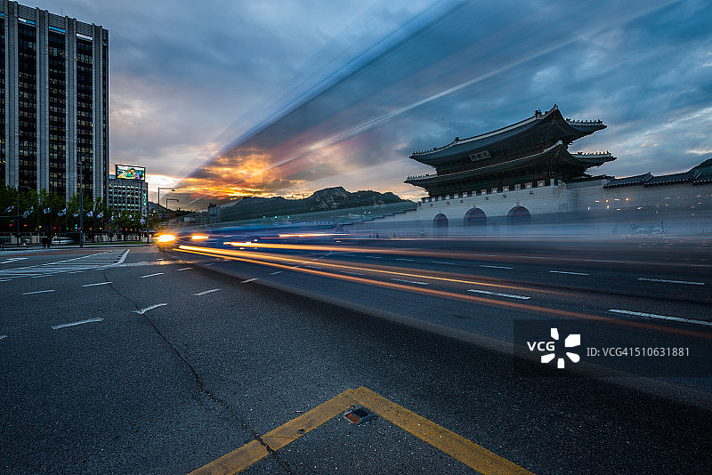 首尔光化门高峰时段图片素材