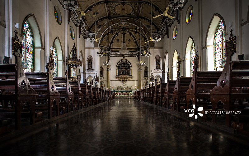 曼谷圣玫瑰教堂内部图片素材