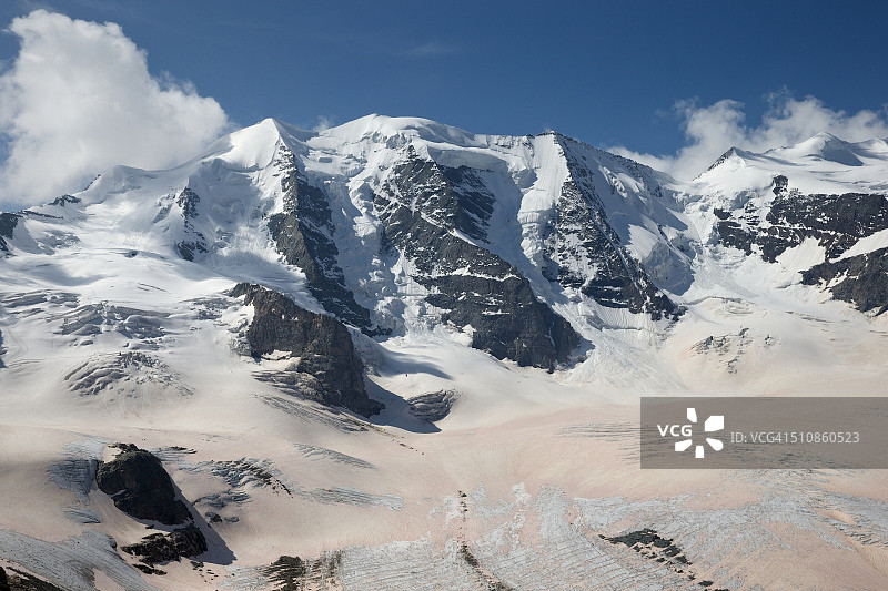 帕吕峰冰川上的红色撒哈拉沙图片素材