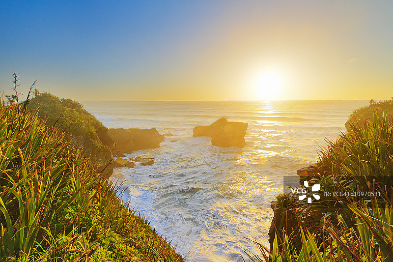 普纳凯基薄饼岩的日落图片素材