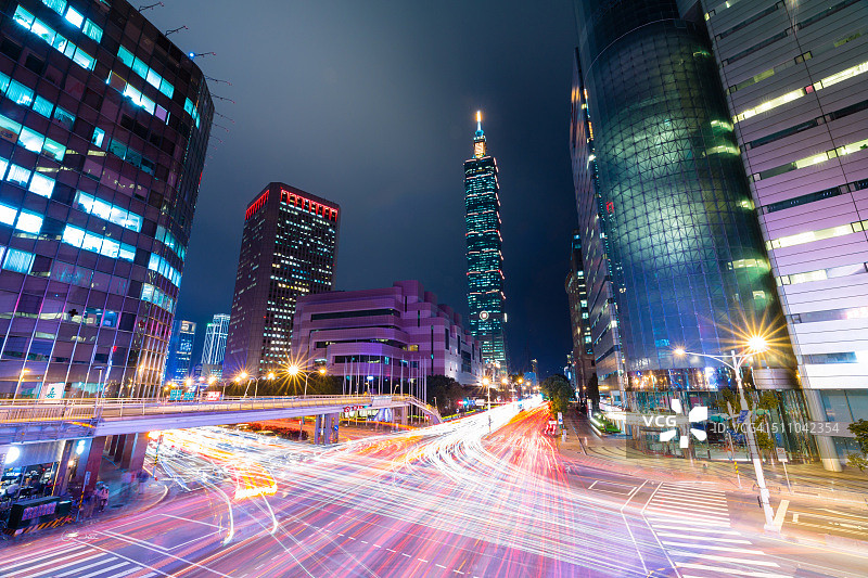 中国台湾台北市中心夜景图片素材