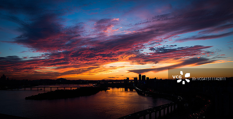 首尔汉江日落图片素材
