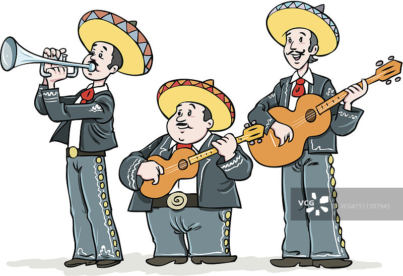 卡通墨西哥流浪乐队图片素材