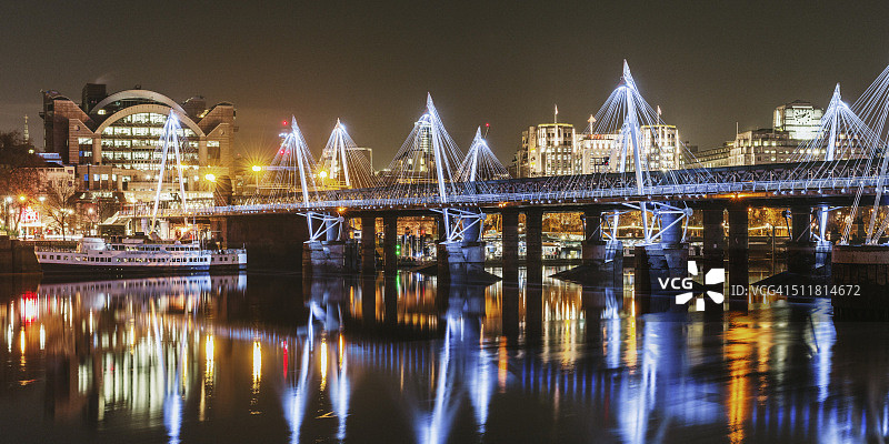 亨格福德桥和泰晤士河风光图片素材