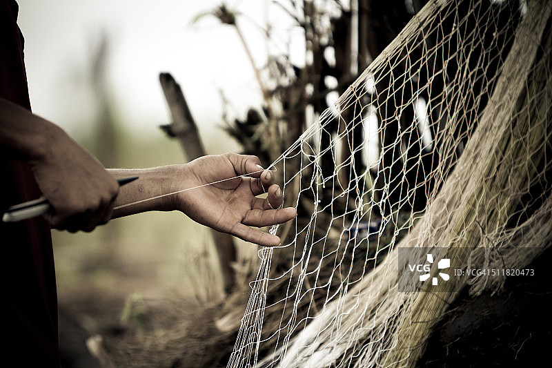 修补渔网图片素材