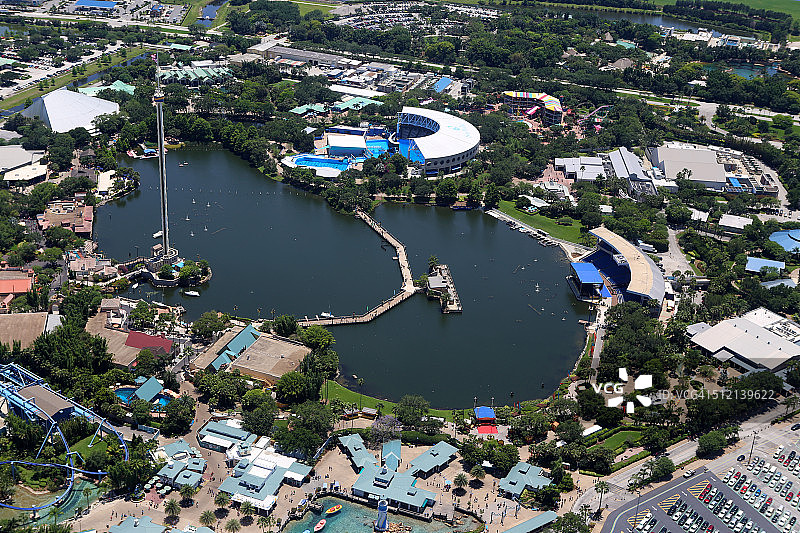 奥兰多海洋世界水上乐园鸟瞰图，佛罗里达州图片素材