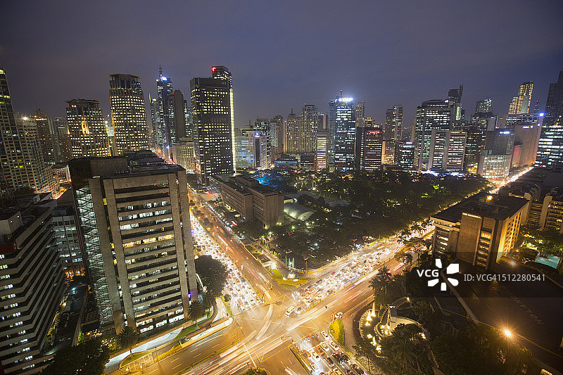 菲律宾马尼拉夜景鸟瞰图图片素材