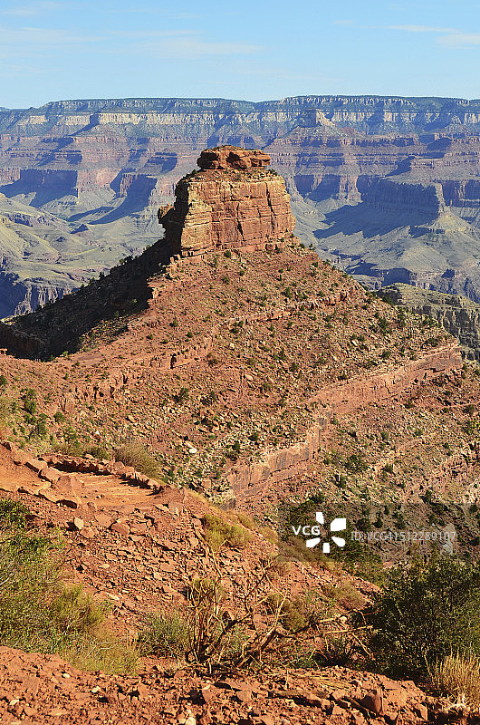 从南凯巴布小径观赏科罗拉多大峡谷奥尼尔孤丘图片素材
