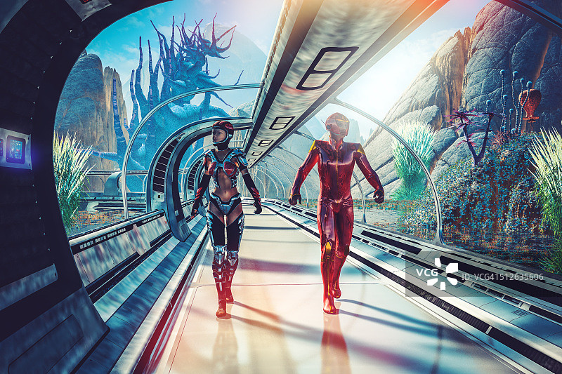 未来星球改造的复古科幻图片素材