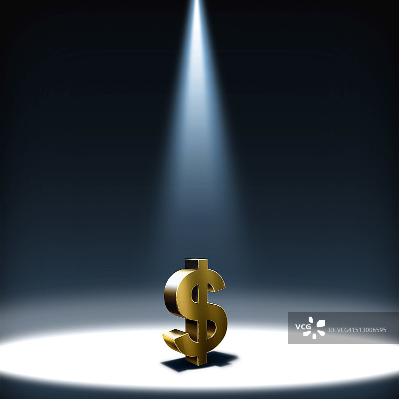 聚光灯照射在代表希望的美元符号上的插图图片素材