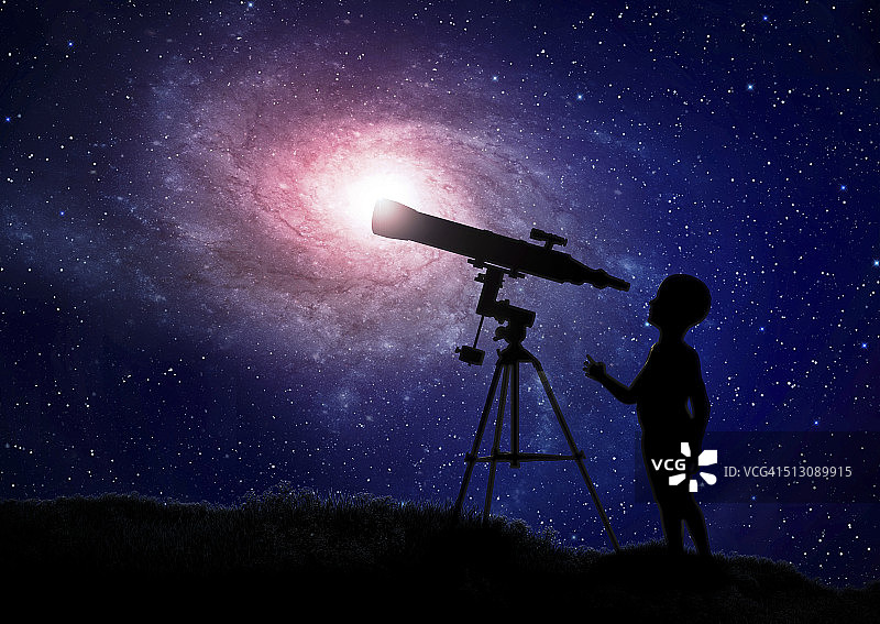 夜晚的望远镜艺术作品图片素材